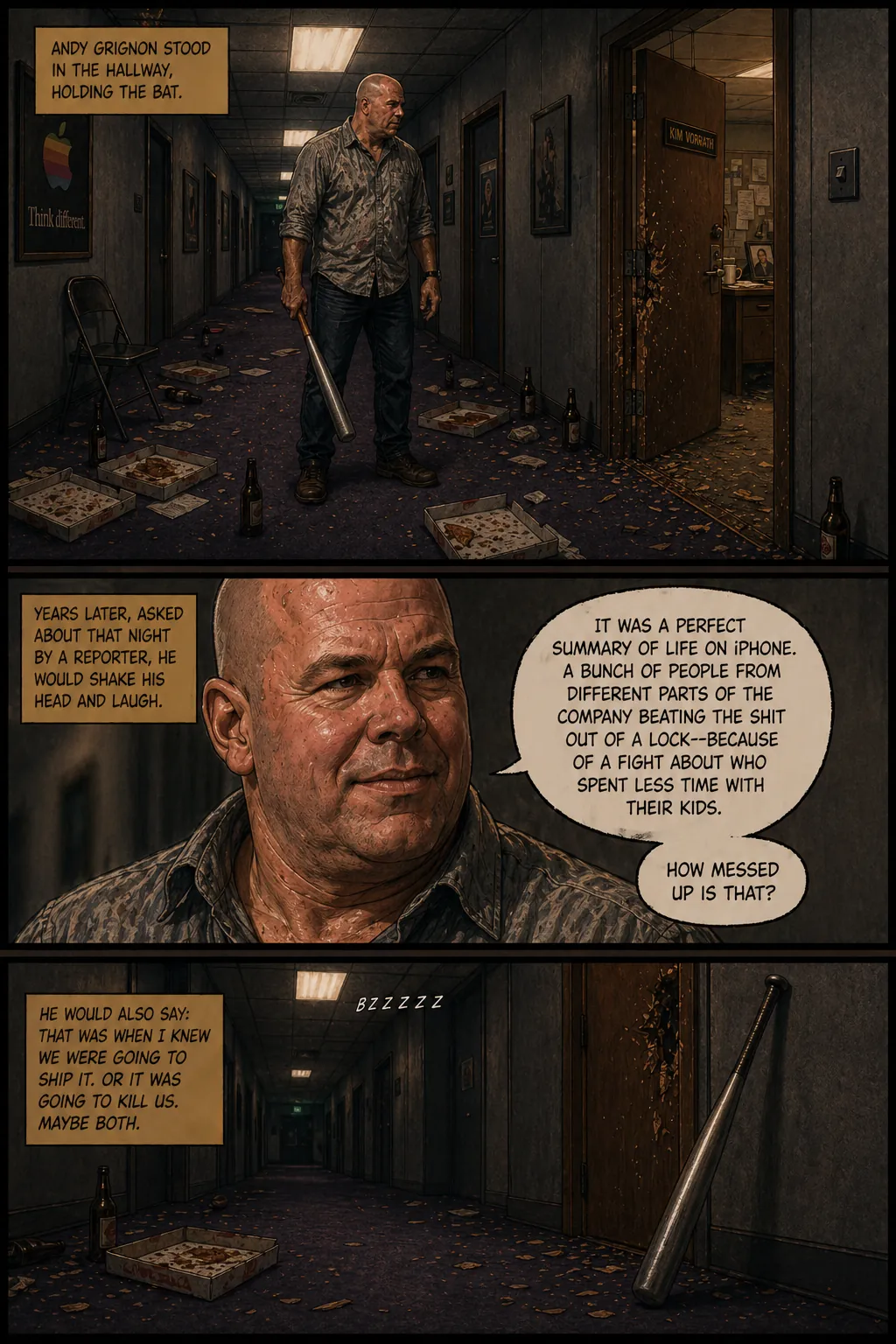 Page 15: Office chaos after a wild night