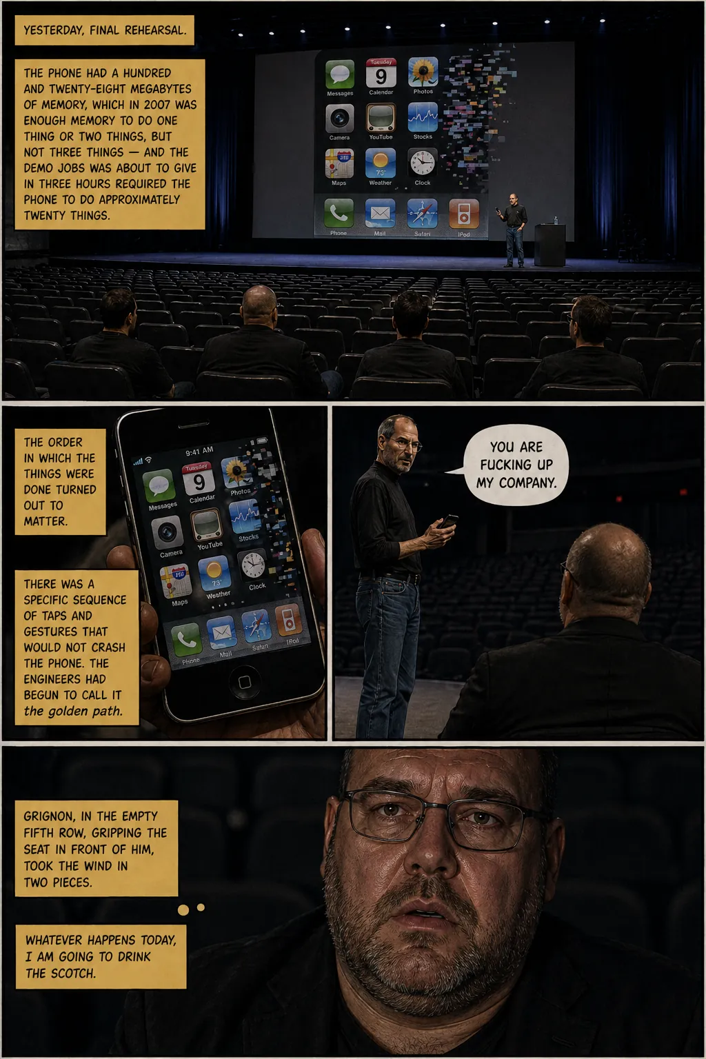 Page 19: Final rehearsal in empty auditorium