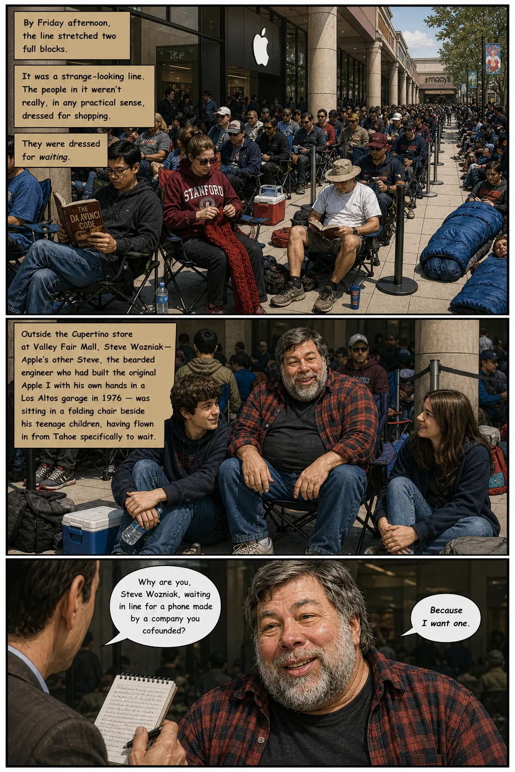 Page 50: Wozniak waits in line for apple